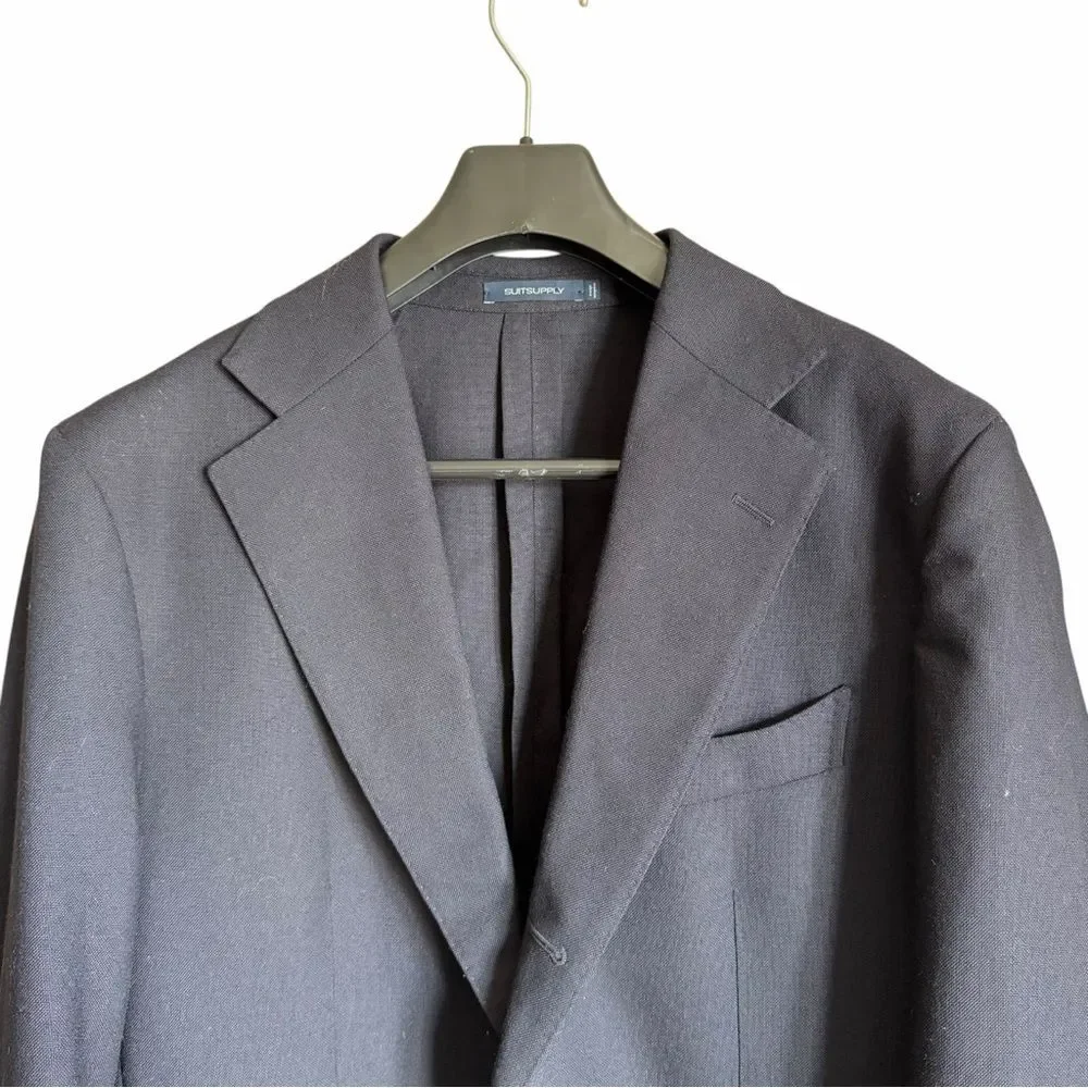 SuitSupply Havana Jetted Unlined Wool 4Ply Blazer 44S Black Rogna Quiet Luxury